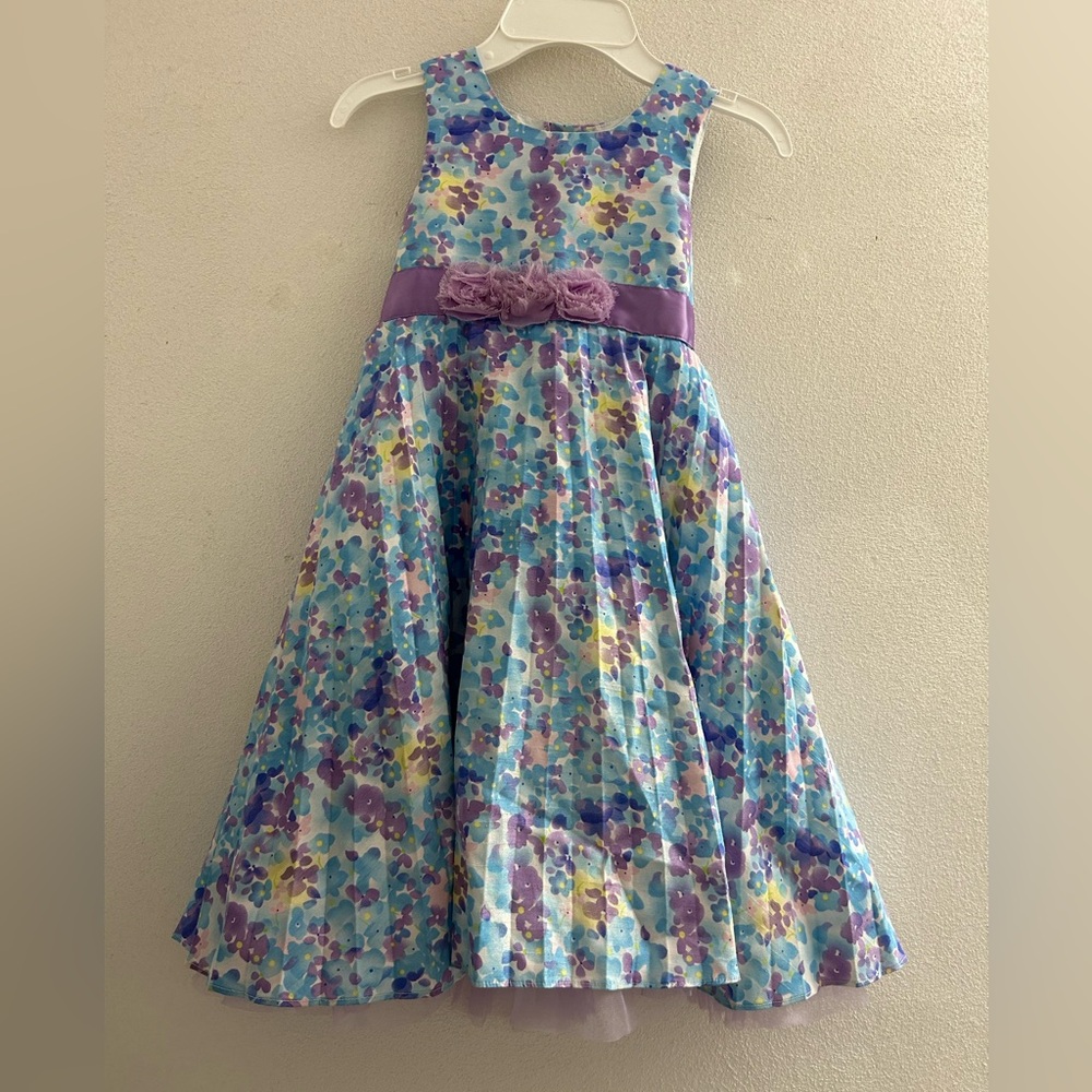 Nannette Beautiful Spring Easter Floral Dress with Purple and Blue Size 6X